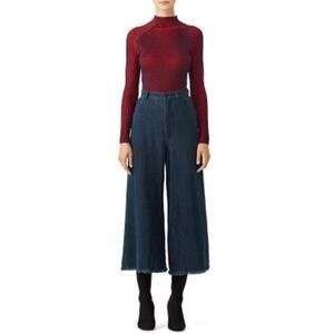DREYDEN Maroon Red Indigo Blue Wool Romy Long Sleeve High Neck Sweater Size XL